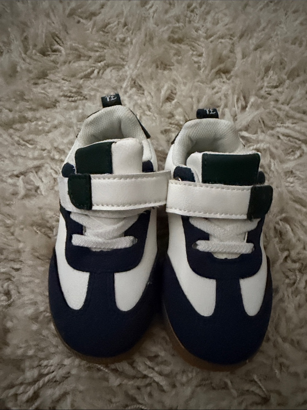 Kids Navy and White Sneakers with Easy Hook-and-Loop Strap
New without tags